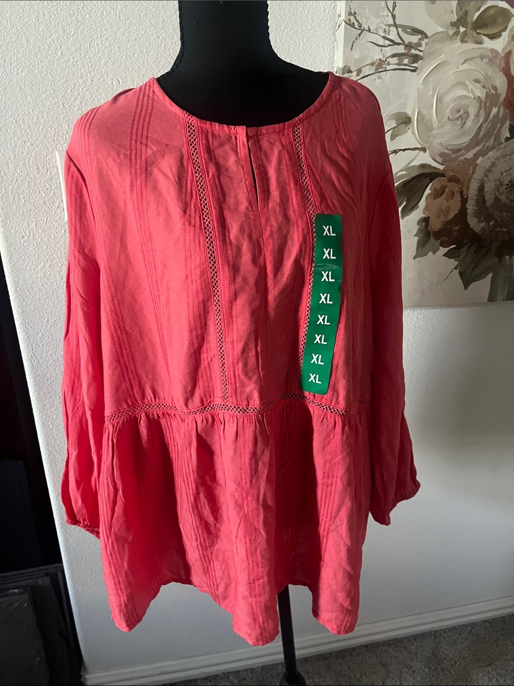Fever Coral Pink Peasant Tunic